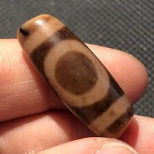 Royal Power Tibetan Old Agate Ivory Color Heaven&Earth Totem dZi Bead 11*29mmP39 picture