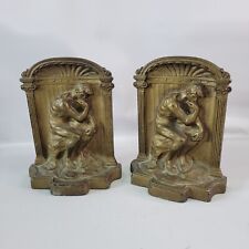 Pair of Antique Bronze Finish Rodin The Thinker Bookends 5.5