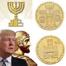 10 Pcs Donald Trump Gold Plated Coin King Cyrus Jewish Temple Jerusalem Israel picture