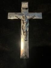 Large Vintage Silver Wall Crucifix picture