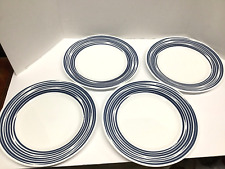 Correlle Vitrelle 10.75 inch Cobalt Blue Multi Ring Trim Dinner Plates Set of 4 picture