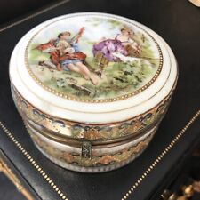 Antique Dresser Jar Romantic Couple Beaded Decorative Design Hinged 4