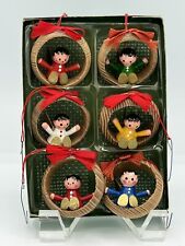 VTG West Germany Christmas Ornaments Wooden Angels Set/6 Miniature Org Box 1984 picture