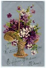 c1910 Greetings From Effingham Kansas KS Unposted Embossed Vase Flowers Postcard picture