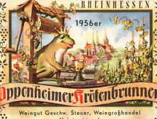 Anthropomorphic Frog King Oppenheimer Rheinhessen 1956er German Wine Label picture