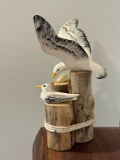 Vintage Ceramic Seagulls on Wooden Posts Beach Decor Lake Decor picture