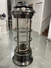 Unique Vintage Silver Lantern Round Swirl Glass Hangable Oil Lamp 12-in High picture