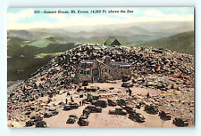 Classic Cars Parked in Front of Summit House Mount Evans Colorado Postcard D5 picture