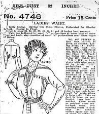 Historical Woman’s 1907 Clothing Blouse Pattern Bust Sizes 32-46#34 picture