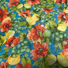 Vintage Vibrant Bold Color Fabric Floral, Lemons, Grapes Print 3 Yds x 60” picture