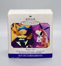 Hallmark Peanuts Charlie Brown Snoopy 1999 Batter Up Set of 2 Ornament Xmas picture