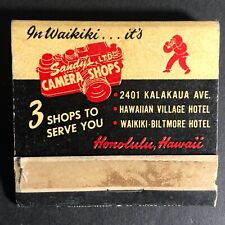 Sandy's Camera Shop Waikiki Honolulu Matchbook c1940's-50's 30-Strike VGC Scarce picture