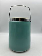 VTG Retro Mid Century Turquoise Atomic Ice Bucket Chrome MCM picture