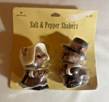 Vtg. Hallmark Thanksgiving Pilgrim Squirrel Chipmunk Salt & Pepper Shakers picture