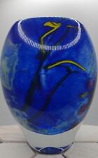 Ada Loumani Blown Glass Vase Iridescent Sulfurized Colors Signed 1987 7.5 Inch  picture