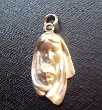 ✝️Virgin Mary/Baby Jesus ANTIQ Scapular Metal; SOLID Sterling Silver/925 Pendant picture