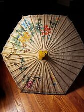 Japanese wooden bamboo Hand painted floral umbrella picture