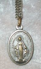 Vintage Silver Plated Brass Miraculous Virgin Mary Medal 25