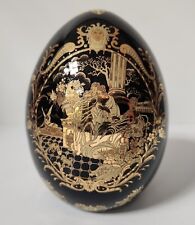 Vintage Satsuma Black and Gold Porcelain Egg picture