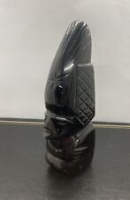 Black Obsidian Gold Sheen  Carved Mayan Aztec Incan Figurine Statue 5.75” picture
