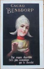 Cacao Bensdorp 1910 Advertising Postcard, Dutch Woman Drinking Coco picture