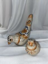 Vintage TONOLA POTTERY PAIR OF BIRDS Mexico Hand Painted picture