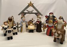 House of Hatten Nativity 13 Piece Christmas Holy Family Primitive 1995 D. Calla picture