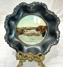 Antique E G Webster Souvenir Travel Photo Silver plate Dish Spokane Falls WA picture