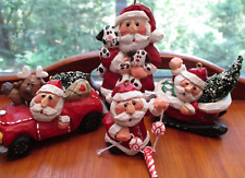 Eddie Walker Santa Xmas Ornaments Lot 4 Dogs Sleigh Car Tree Reindeer Carved EW picture