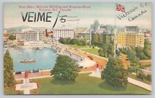 Victoria BC Canada, Post Office Belmont Building Empress Hotel, Vintage Postcard picture