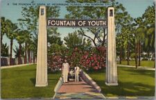 St. Augustine, Florida Postcard FOUNTAIN OF YOUTH / Sign View / 1941 Cancel picture