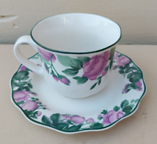 Allied Design tea cup and saucer pink green white floral flowers picture