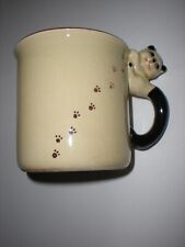 vintage Cat Coffee Mug Tail Handle Footprints Ceramic Cup Made In Japan MCM Rare picture