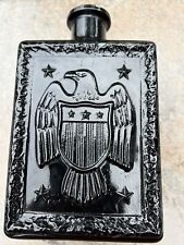 AMERICANA #2 THE  ALAMO Black  Onyx Type Glass Bottle Ashtray Eagle Vintage picture