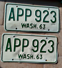 Vintage Pair of 1963 Washington State License Plates APP923 picture