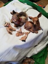 Vintage Lot Of 5 Ceramic Forest Friends Miniature Figurines-Deer picture