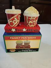 NEW Cracker Barrel Salt and Pepper - Popcorn & Cola & Tray - Family Fun Night picture