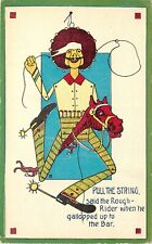 c1910 Postcard; Pull the String, Said Rough Rider, Galloped to the Bar, Puppet? picture