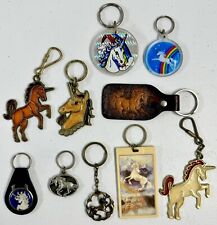 Vintage 1980’s Lot of 10 Unicorn Keychains Prism Acrylic Enamel Leather Souvenir picture