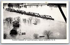 Goffstown-Nashua New Hampshire~Flood Scene~Railroad~1936 B&W Postcard picture