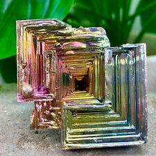 118G Rainbow Bismuth ore Crystal titanium Metal Mineral Specimen point healing picture