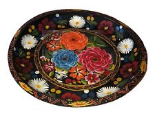 17 Inch Across Wood Antique Vintage Hand Painted Bowl ￼ picture