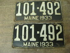 1933 33 MAINE ME LICENSE PLATE PAIR 101-492 picture