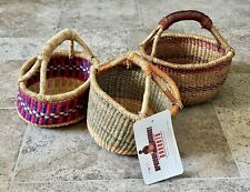Three 9'x9' African Market Baskets Handmade In Ghana picture