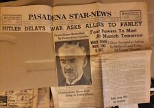 1938 HITLER WAR PLANS WWII PASADENA STAR NEWS ORIGINAL NEWSPAPER CLIPPING picture