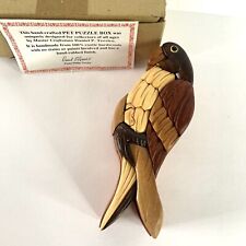 Handmade Wooden Parrot Puzzle Box Intarsia Daniel Terrico New Boho Animal Bird picture