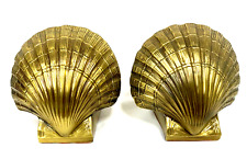 VTG Brass Nautical Clam Shell Seashell Bookends Thick and Heavy  2 lb Brand PMC picture