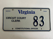 1980s Virginia License Plate Political Low Number Constitutional Officer Court picture