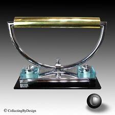 VTG Art Deco Lamp Desk Set of Chrome/Brass/Glass c.1925 France -Rohde Deskey Era picture