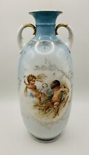 Vintage Porcelain Rosenthal Double Handled Vase Cherub Putti Gold Accents picture